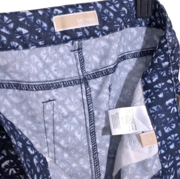 Mk Michael Kors Women's Size 6 Pants Navy Blue White Geometric Tie Dye Pattern - Picture 11 of 14